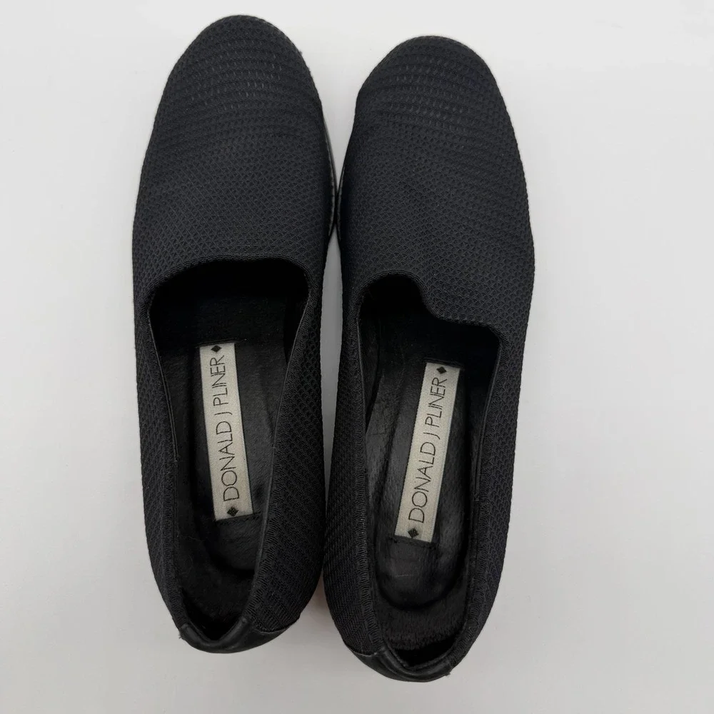 Donald J Pliner Women's Mesh Slip On Loafers Low Block Heels Black Size 9.5
